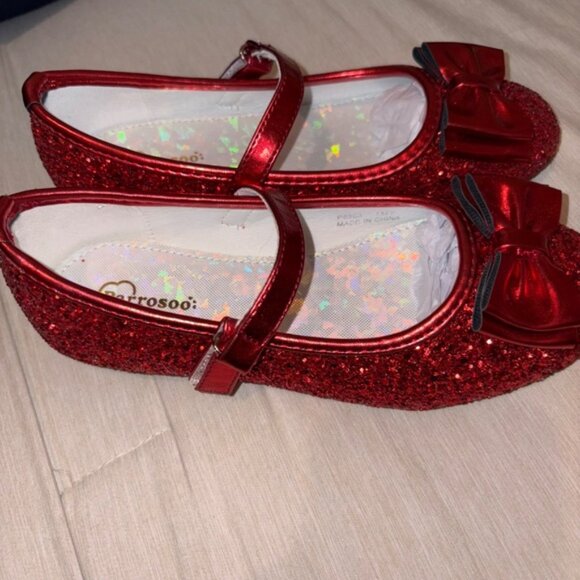 Girls Glitter Dress Shoes Princess For Flower Girls Flats Party Wedding Size 1 - Picture 11 of 12